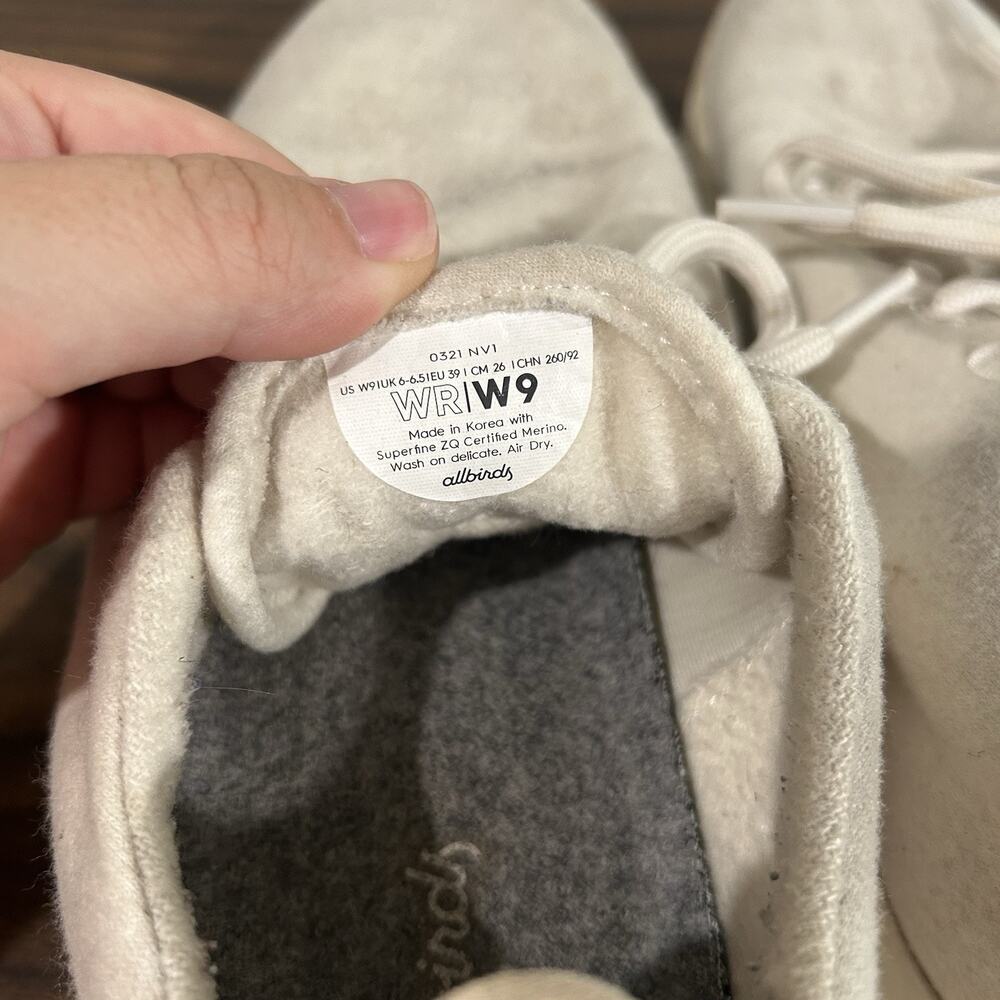 Allbirds Wool Runners Natural White Womens Size 9 Running Walking Shoes Sneakers - Picture 7 of 8